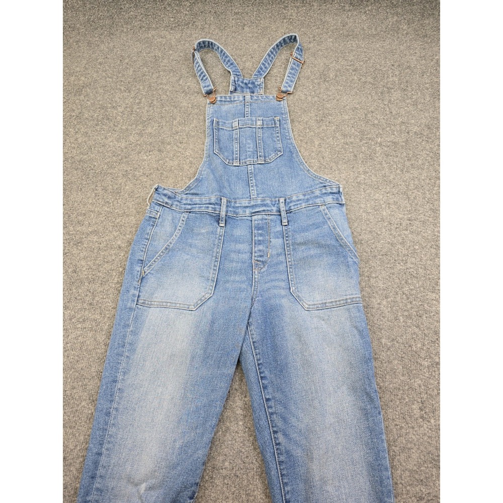 Old Navy Denim Overalls Women's Size 0 Straight Leg Medium Wash Utility Pocket